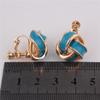 GRACE JUN Gold Plated Love Knot Shape Clip on Earrings No Pierced for Women Luxury Screw Clip Earrings (Blue) view 3