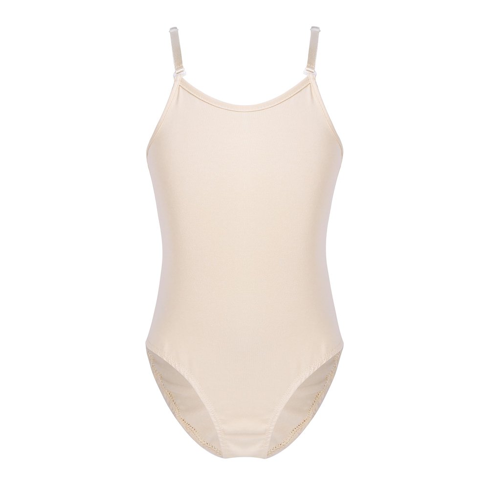 YiZYiF Big Girls' Camisole Tank Gymnastics Ballet Underwear Leotards with Adjustable Nude+Clear Straps Nude 10-12