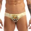 Agoky Mens' 3D Wolf Leopard Printed Underwear Bulge Pouch Bikini Briefs G-String Shorts Yellow Medium view 1