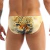 Agoky Mens' 3D Wolf Leopard Printed Underwear Bulge Pouch Bikini Briefs G-String Shorts Yellow Medium view 3