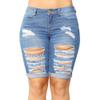 JJ-GOGO Mid Jean Shorts - Mid Rise Wash Denim Destroyed Shorts Ripped Hole Destroy Scratch Jeans for Women view 4