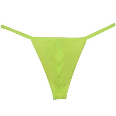 OROCOJUCO Men's Enlarge Pouch Jacquard Thong String Underwear Micro Bikini Mini T-Back XL Yellow