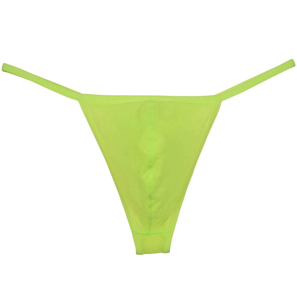 OROCOJUCO Men's Enlarge Pouch Jacquard Thong String Underwear Micro Bikini Mini T-Back XL Yellow
