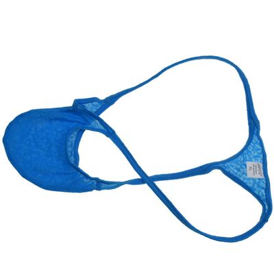OROCOJUCO Men's Jacquard Thong String Micro Bikini Mini T-Back Sexy Pouch Underwear L Blue