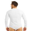 dPois Men's Adult Long Sleeve Prom Dress Shirts Latin Dance Top Leotard with Bowtie White Large(Bust: 40.0"/102cm) view 3