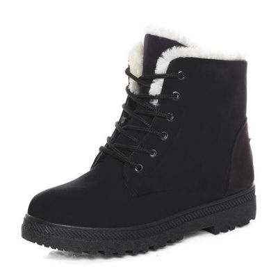 Alicegana Women Winter Boots Snow: Warm Cotton Fur Lined Winter Shoes Lace Up Comfortable Non Slip Ankle Platform Boots Outdoor