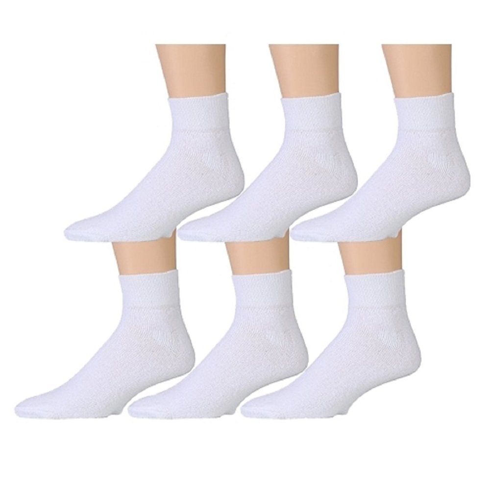 6 Pairs Value Pack of Wholesale Sock Deals Mens Ankle Socks, White, 10-13