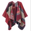 EXCHIC Women's Retro Shawl Wrap Open Front Poncho Cape Cardigan for Fall Winter (Red) view 1