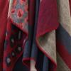 EXCHIC Women's Retro Shawl Wrap Open Front Poncho Cape Cardigan for Fall Winter (Red) view 2