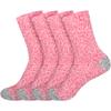 BambooMN Women's Extra Large Soft Fuzzy Warm Cozy Comfy Fuzzy Plush Cute Solid Slipper Socks - Red Grey - 4 Pairs view 1