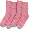 BambooMN Women's Extra Large Soft Fuzzy Warm Cozy Comfy Fuzzy Plush Cute Solid Slipper Socks - Red Grey - 4 Pairs view 2
