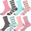BambooMN Women's Extra Large Soft Fuzzy Warm Cozy Comfy Fuzzy Plush Cute Striped Solid Slipper Socks - Assortment B - 8 Pairs view 1