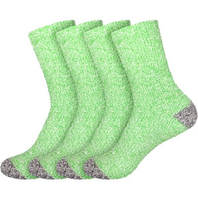 BambooMN Women's Soft Fuzzy Warm Cozy Comfy Fuzzy Plush Cute Solid Slipper Socks - Green Grey - 4 Pairs