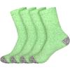 BambooMN Women's Soft Fuzzy Warm Cozy Comfy Fuzzy Plush Cute Solid Slipper Socks - Green Grey - 4 Pairs view 1