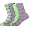 BambooMN Women's Soft Fuzzy Warm Cozy Comfy Fuzzy Plush Cute Striped Solid Slipper Socks - Assortment B - 4 Pairs view 1