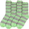 BambooMN Women's Soft Fuzzy Warm Cozy Comfy Fuzzy Plush Cute Striped Slipper Socks - Green Grey - 4 Pairs view 2