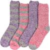 BambooMN Women's Extra Large Soft Fuzzy Warm Cozy Comfy Fuzzy Plush Cute Striped Solid Slipper Socks - Assortment D - 4 Pairs view 3