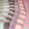 BambooMN Women's Extra Large Soft Fuzzy Warm Cozy Comfy Fuzzy Plush Cute Striped Solid Slipper Socks - Green Grey - 4 Pairs view 3