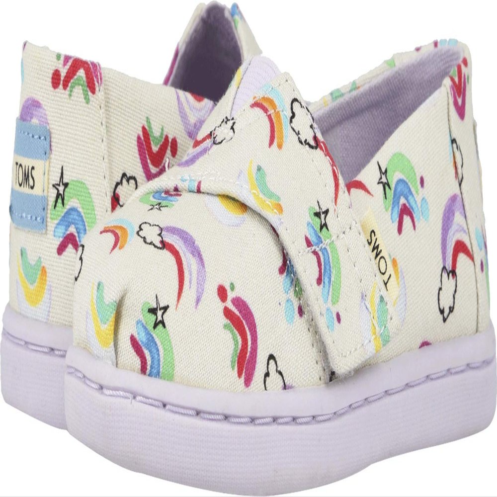 TOMS Alpargata Tiny Girls' Infant-Toddler Slip On 6 M US Toddler White-Rainbow