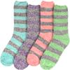 BambooMN Women's Extra Large Soft Fuzzy Warm Cozy Comfy Fuzzy Plush Cute Striped Slipper Socks - Assortment A - 4 Pairs view 2