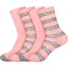 BambooMN Women's Soft Fuzzy Warm Cozy Comfy Fuzzy Plush Cute Striped Solid Slipper Socks - Pink Grey - 4 Pairs view 1
