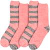 BambooMN Women's Soft Fuzzy Warm Cozy Comfy Fuzzy Plush Cute Striped Solid Slipper Socks - Pink Grey - 4 Pairs view 2