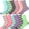 BambooMN Women's Soft Fuzzy Warm Cozy Striped Solid Socks - Assortment C - 12 Pairs view 1