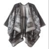 EXCHIC Womens Retro Warm Shawls Poncho Cape Floral Printed Open Front Cardigans Sweater (Grey) view 1