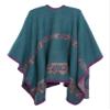 EXCHIC Womens Retro Warm Shawls Poncho Cape Floral Printed Open Front Cardigans Sweater (Blue-Purple) view 2