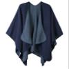 EXCHIC Women's Warm Shawls Wraps Open Front Cardigan Vintage Pattern Poncho Cape Sweater Coat (Navy Blue) view 1