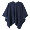EXCHIC Women's Warm Shawls Wraps Open Front Cardigan Vintage Pattern Poncho Cape Sweater Coat (Navy Blue) view 2