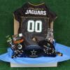 NFL Jacksonville Jaguars PET GIFT BOX with 2 Licensed DOG TOYS, 1 Logo-engraved NATURAL DOG TREAT, 1 NFL JERSEY, 1 NFL Puppy Training Bells & 1 Car Seatbelt view 1