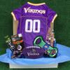 Minnesota Vikings PET GIFT BOX with 2 Licensed DOG TOYS, 1 Logo-engraved NATURAL DOG TREAT, 1 NFL JERSEY, 1 Puppy Training Bells & 1 Car Seatbelt view 1