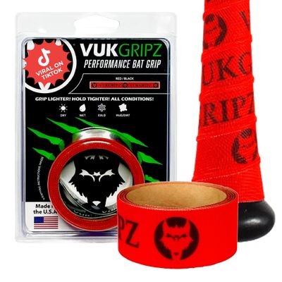 VukGripz Legacy Red Baseball Bat Grip Tape - Softball Bat Tape Grip, Non-Slip, Reusable, Boosts Speed & Control, Durable, Thin Grippy Wrap for Baseball or Softball Players, Made in The USA
