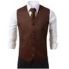 HBDesign Mens 2 Piece 5 Button Slim Fit Brown Dress Vest (Vest +Tie) view 1