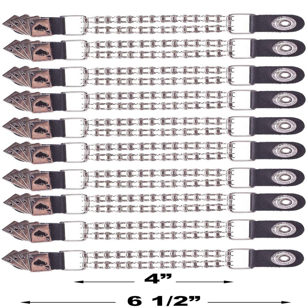 Dream Apparel 10 Pcs Per Set Deadman Hand Vest Extender Double Biker Chain Chrome Chain