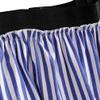 Dawery Womens Elegant Striped Midi Skirt Faldas Mujer Elastic Waist Pleated Ladies Summer Office Wear Mid Calf Chic Skirts L view 2