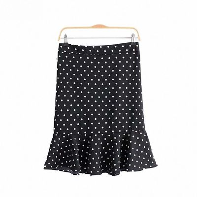 Womens Sweet Ruffles Dot Pattern Mini Skirt Back Zipper Pleated Office Lady Work Wear Ladies Casual Chic Mermaid Skirts S