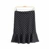 Womens Sweet Ruffles Dot Pattern Mini Skirt Back Zipper Pleated Office Lady Work Wear Ladies Casual Chic Mermaid Skirts S view 1