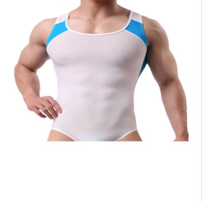 BRAVE PERSON Men's Fitness Sports Swimming Tights Sexy Jumpsuits Shapewear Bodysuits K01-03 (M / 28"-32'', 01 White)