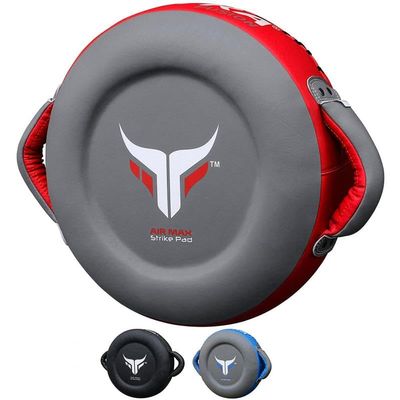 Mytra Fusion Boxing Round Pad Kickboxing Coach Training Punching Focus Mitts for Martial Arts, MMA & Muay Thai, Strike Boxing Focus Pads for Speed, Focus & Accuracy (Grey/Red)