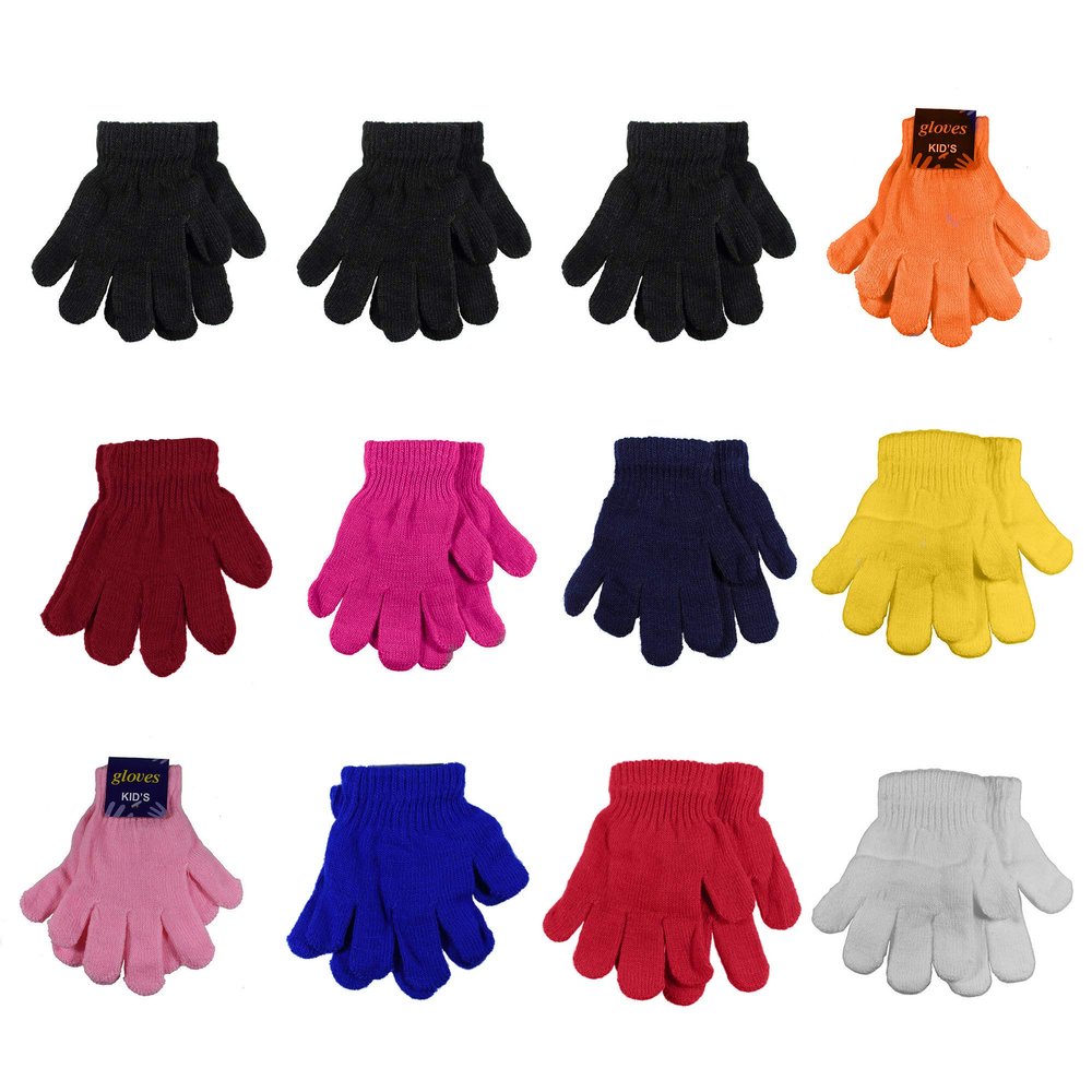 Gelante Toddler/Children Winter Knitted Magic Gloves Wholesale Lot 6-12 Pairs 9903-002-(6-12Y)