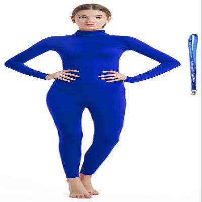 Full Bodysuit With Zipper Helper Womens Costume Without Hood and Gloves Socks Spandex Zentai Unitard (Small, Blue)