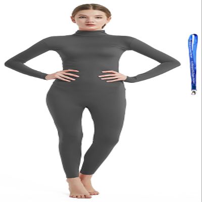 Full Bodysuit With Zipper Helper Womens Costume Without Hood and Gloves Socks Spandex Zentai Unitard (XX-Large, Dark Grey)
