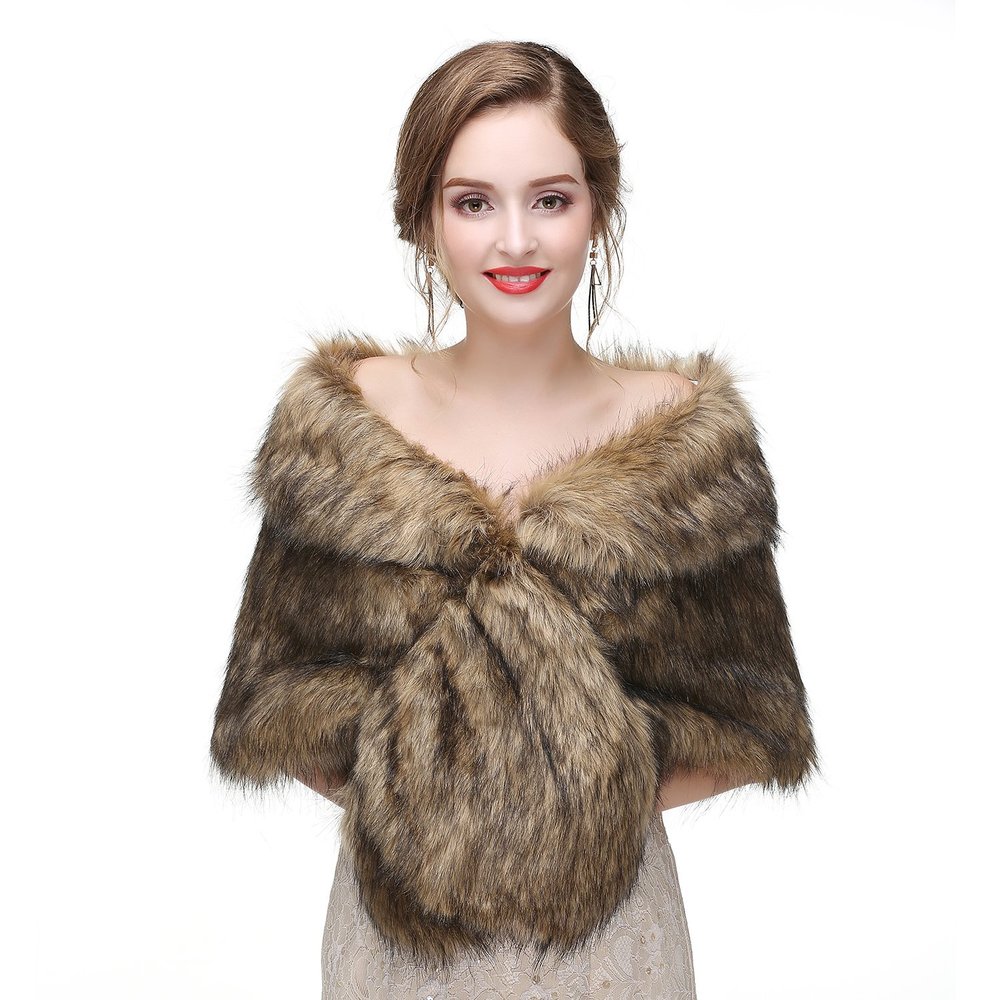 Adonis Pigou Women's Faux Fur Wraps Bridal Shawls Ladies' Stoles Cape Shrug 2018