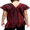 Full Funk Thai Mong Hill Tribe Short Style Funky Mexican Throw Over Poncho Shirt, Small, Rosewood Red view 2