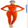 Full Bodysuit With Zipper Helper Womens Costume Without Hood and Gloves Socks Spandex Zentai Unitard (Small, Orange)