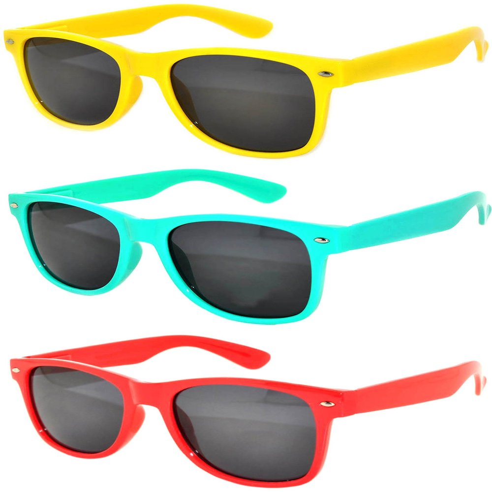 OWL 3Pcs Sunglasses for Kids, UV-Protected Smoke Lens Toddler Sunglasses, Anti-Glare Kids Polarized Sunglasses (Mix Colors)