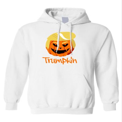 ALLNTRENDS Adult Hoodie Trumpkin Trending Halloween Trump Funny Pumpkin Top (2XL, White)