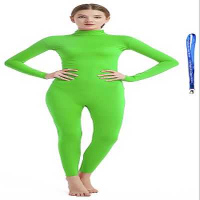 Full Bodysuit With Zipper Helper Womens Costume Without Hood and Gloves Socks Spandex Zentai Unitard (XX-Large, Lime Green)